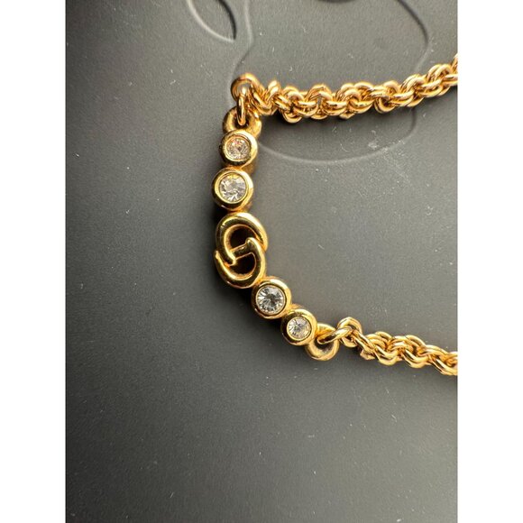 Christian Dior Vintage CD Crystal Gold Plated Logo Necklace - Picture 1 of 8